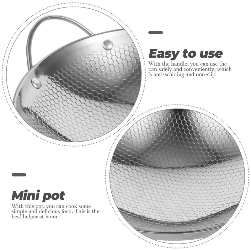 9 Inch Mini Stainless Steel Honeycomb Nonstick Dry Pot Double Handle Cooking Pan Portable Bright Surface Saucepan For Outdoor And Home Kitchen Use - Image 4
