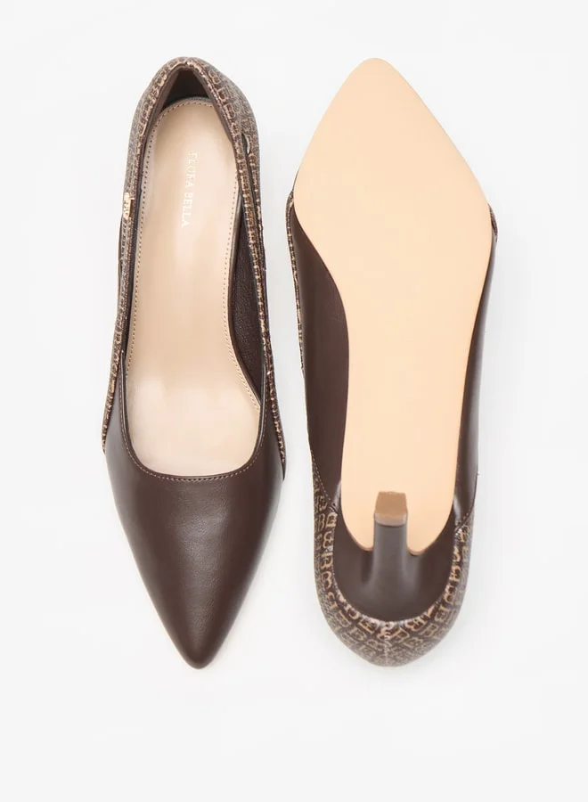Flora Bella By Shoexpress Monogram Print Slip-On Pumps with Stilleto Heels