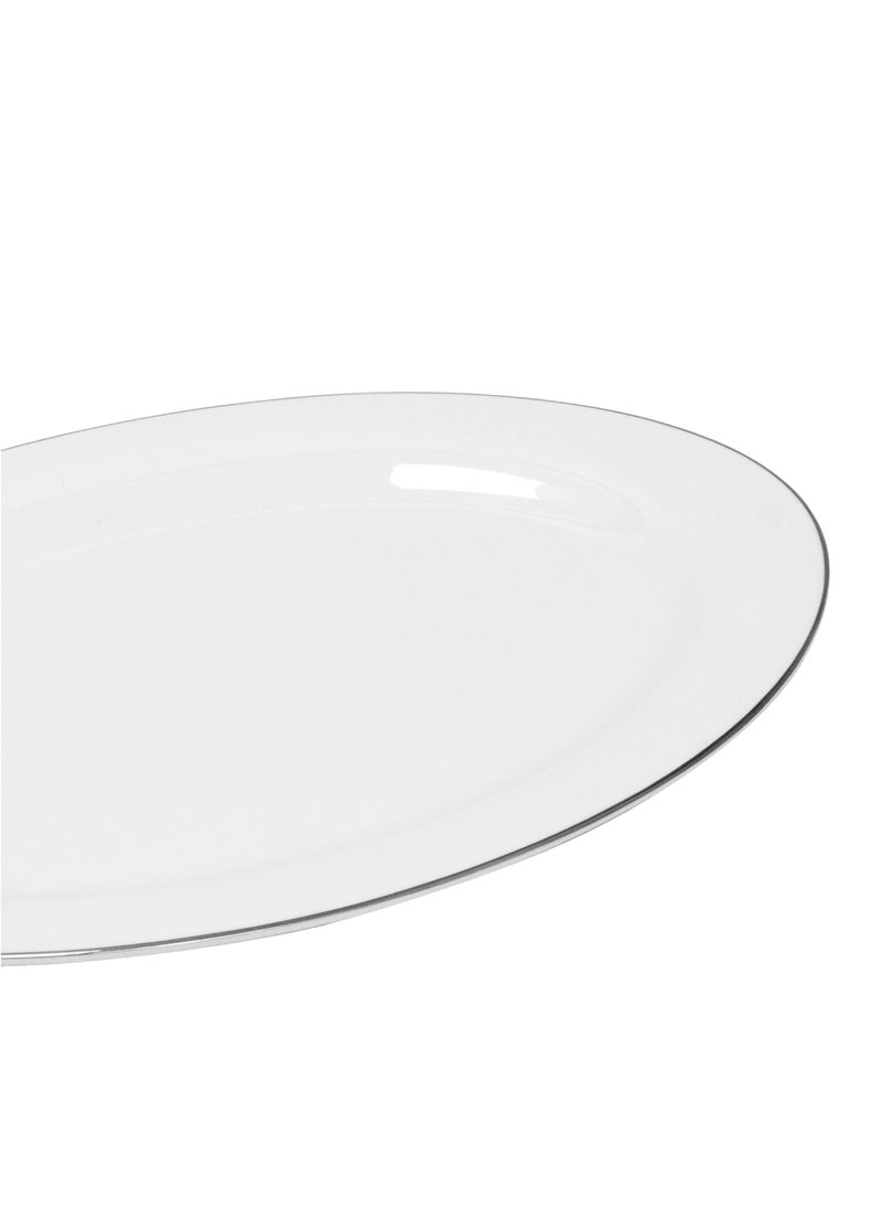 BLACKSTONE Handmade 2mm Platinum Rim Oval Serving Platter - Elegant 14" Decorative Plate  - Image 2