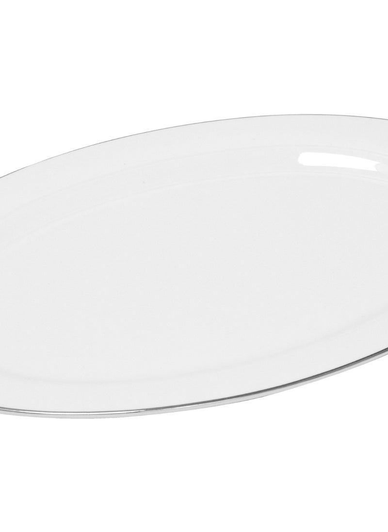BLACKSTONE Handmade 2mm Platinum Rim Oval Serving Platter - Elegant 14" Decorative Plate  - Image 3