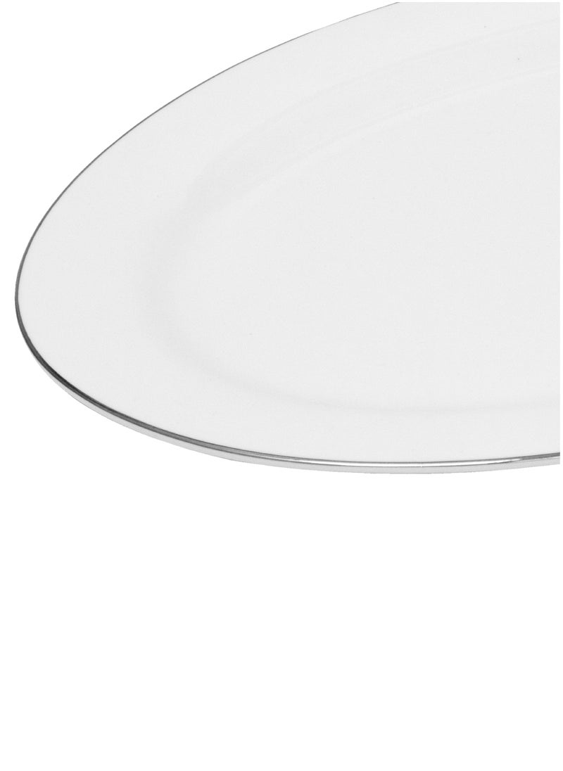 BLACKSTONE Handmade 2mm Platinum Rim Oval Serving Platter - Elegant 14" Decorative Plate  - Image 4