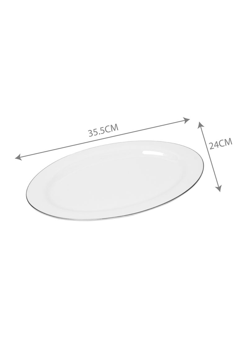 BLACKSTONE Handmade 2mm Platinum Rim Oval Serving Platter - Elegant 14" Decorative Plate  - Image 5