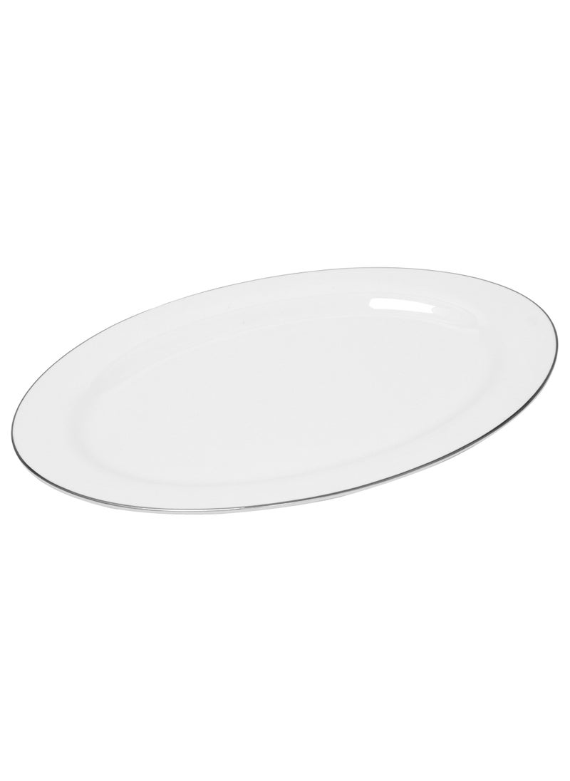 BLACKSTONE Handmade 2mm Platinum Rim Oval Serving Platter - Elegant 14" Decorative Plate  - Image 1