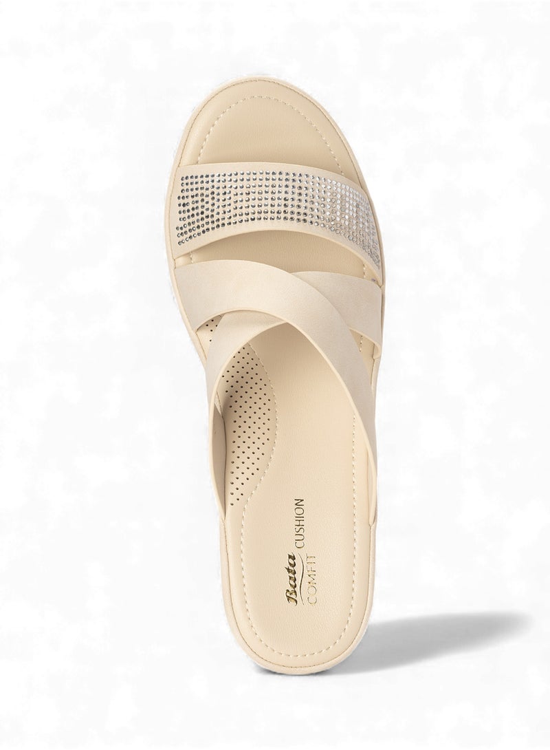 Bata Comfit Heeled Slip-On Sandals with Rhinestone Detail - Image 4