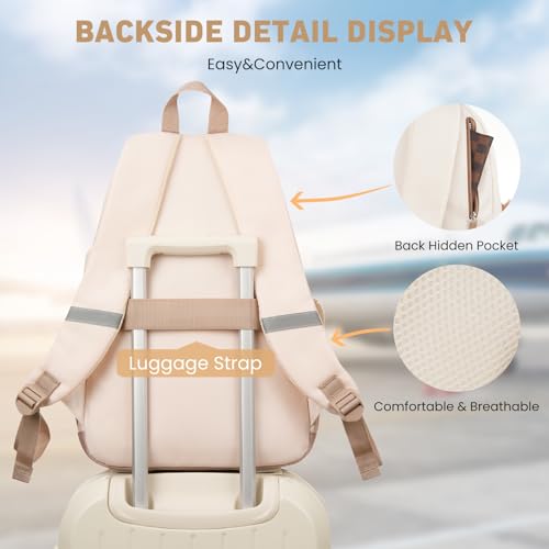WINDARS School Backpack for Teen Girls, Cute College Backpacks for Women Students Aesthetic Bookbag Large 15.6 Inch Laptop Bag Middle School Travel Back Pack (Khaki Beige) - Image 5