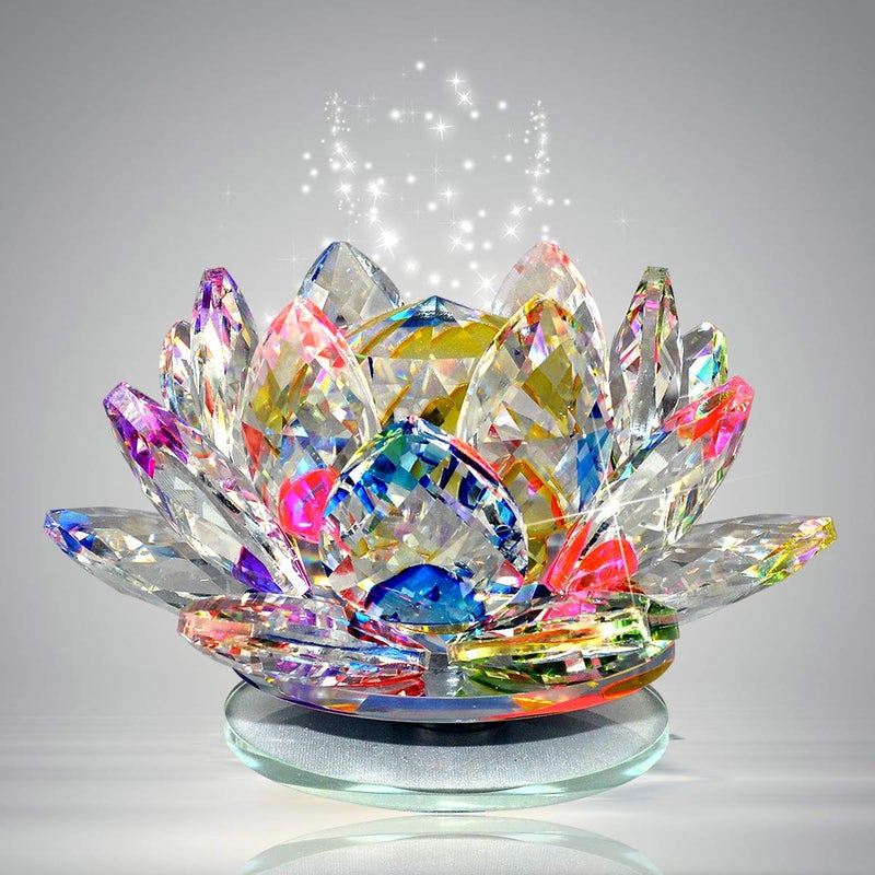 Reiki Crystal Products Reiki Crystal Products VastuFeng Shui Transparent Crystal Lotus for Positive Energy A Gift Item for Good Luck Prosperity Color Multi 50mm - Image 2