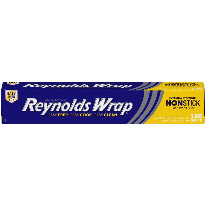 Reynolds Wrap Non Stick Aluminum Foil, Nonstick Aluminum Foil Roll, Prevents Food Sticking and Messy Cleanup, Great for Covering Casseroles and leftovers, 43.33 Yards x 12 Inches, 130 Sq.Ft. - Image 1