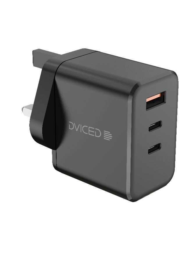 Dviced Wall charger and cable with 140W GaN 2 USB-C 1 USB-A ports UK plug - Black - Image 1