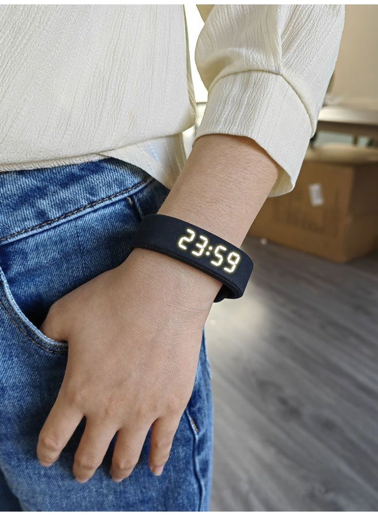 Digital Wristwatch with Large Time Display & Fitness Tracker – 40-Day Battery Life – USB Direct Charge – Vibration Alarm – Steps, Calories & Sleep Monitor - Black - Image 1