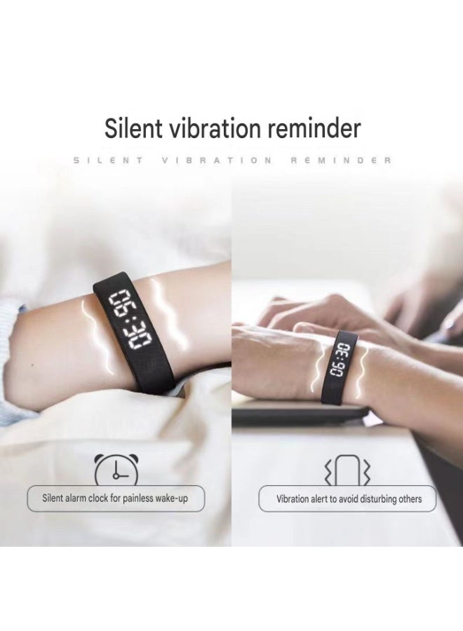 Digital Wristwatch with Large Time Display & Fitness Tracker – 40-Day Battery Life – USB Direct Charge – Vibration Alarm – Steps, Calories & Sleep Monitor - Black - Image 2