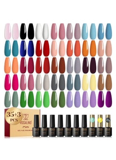 38Pcs Gel Nail Polish Set 35 Colors Gel Polish Set With Base Coat And Glossy & Matte Gel Top Coat Gel Nail Polish Starter Set Pink Red Green Blue Gel Nail Art Gifts For Women