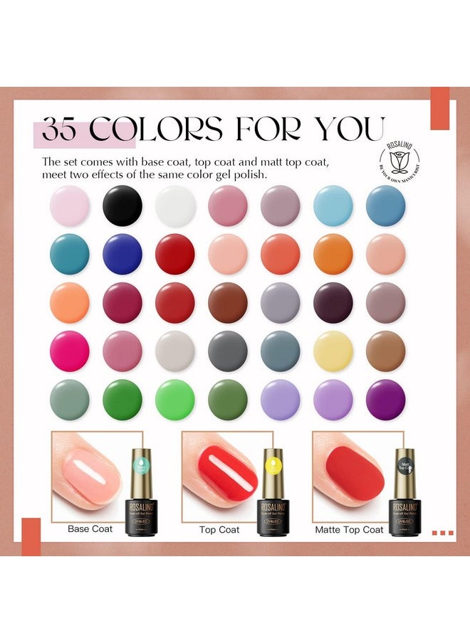 Rosalind - 38Pcs Gel Nail Polish Set 35 Colors Gel Polish Set With Base Coat And Glossy & Matte Gel Top Coat Gel Nail Polish Starter Set Pink Red Green Blue Gel Nail Art Gifts For Women - Image 1