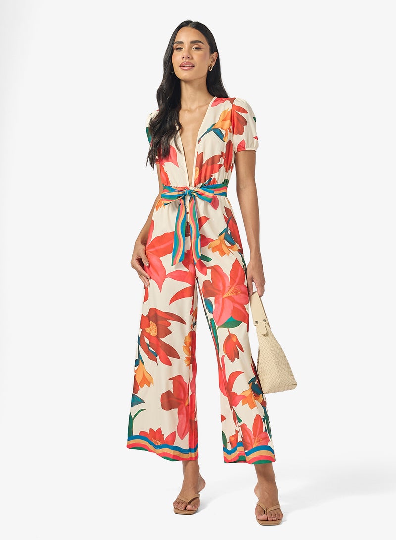 جينجر جمبسوت بياقة واسعة بطبعة زهور - Image 4