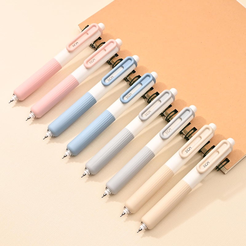 Temiary 8 Pcs Gel Ink Pens, Aesthetic Retractable 0.5 mm Fine Point Gel Roller Pen, Black Ink Smooth Writing Aesthetic Pens for Writing Journaling (Morandi) - Image 3