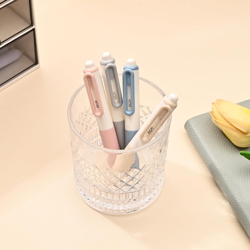 Temiary 8 Pcs Gel Ink Pens, Aesthetic Retractable 0.5 mm Fine Point Gel Roller Pen, Black Ink Smooth Writing Aesthetic Pens for Writing Journaling (Morandi) - Image 5