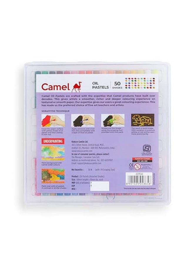 كاملين ألوان باستيل زيتية من كاميل مع علبة بلاستيكية قابلة لإعادة الاستخدام - 50 لونًا، متعدد الألوان - Image 3