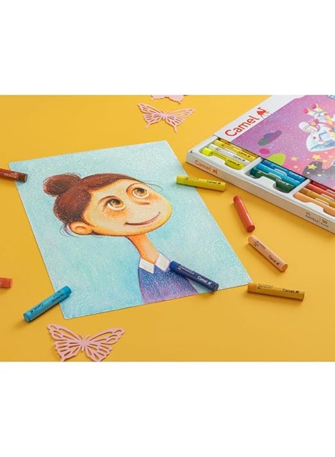 كاملين ألوان باستيل زيتية من كاميل مع علبة بلاستيكية قابلة لإعادة الاستخدام - 50 لونًا، متعدد الألوان - Image 2