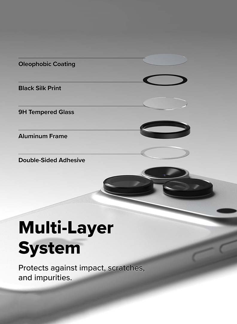 Case Up 3 Pcs Camera Lens Protector Compatible For iPhone 17 Pro Max /17 Pro , With 9H Tempered HD Glass Camera Cover Anti Scratch Aluminum Alloy Camera Ring, Black - Image 4