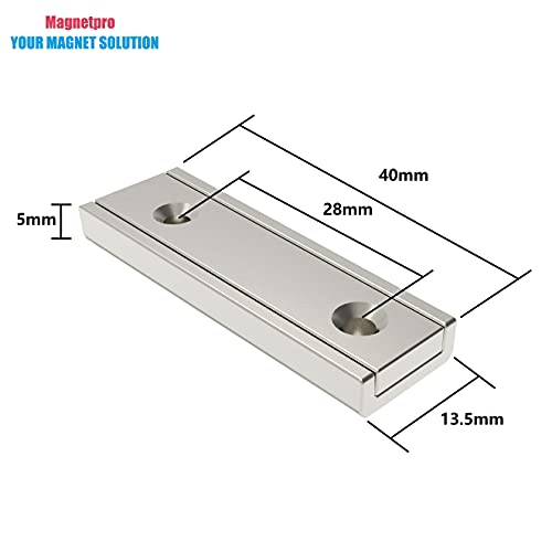 Magnetpro 6 Pieces Neodymium Rectangular Magnets 45 lb Force 40 x 13.5 x 5 mm with 6 Counterparts, Strong Household and Industrial Rare Earth Magnet with Steel Capsule and Mounting Screws - Image 3
