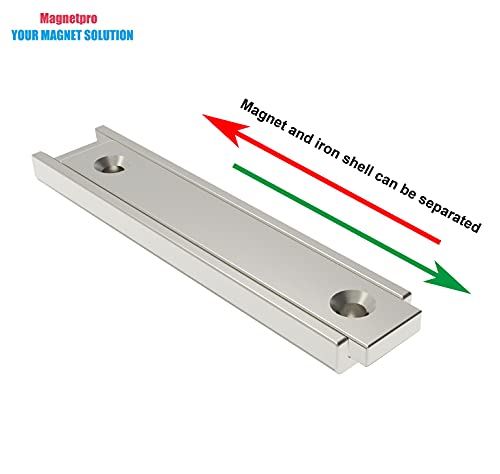 Magnetpro 6 Pieces Neodymium Rectangular Magnets 45 lb Force 40 x 13.5 x 5 mm with 6 Counterparts, Strong Household and Industrial Rare Earth Magnet with Steel Capsule and Mounting Screws - Image 4