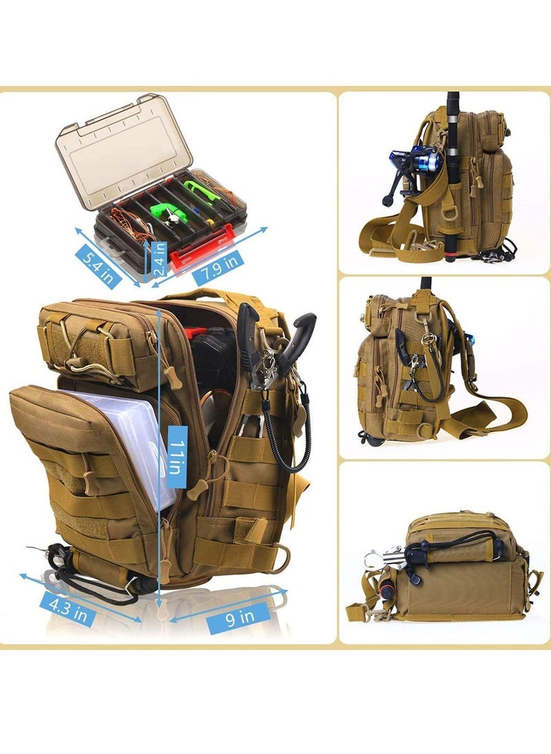 Y&D Compact Fishing Tackle Bag, with Box, and Rod Holder Outdoor Sport Backpack Men's Travel Multifunctional Tactical  - Image 2