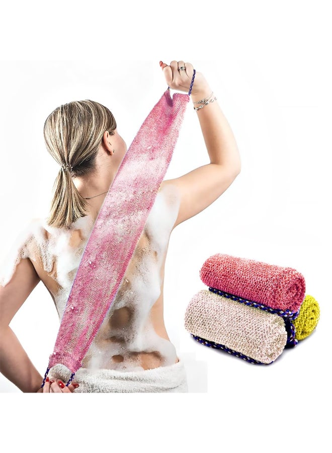 Dr.Pedi African Net Sponge with Handles 3 Pieces Long African Exfoliating Net Washcloth Bath Sponge Net Cloth Wash Net Body Back Scrubber for Shower Loofah - Image 2
