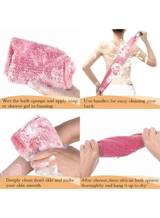 Dr.Pedi African Net Sponge with Handles 3 Pieces Long African Exfoliating Net Washcloth Bath Sponge Net Cloth Wash Net Body Back Scrubber for Shower Loofah - Image 3