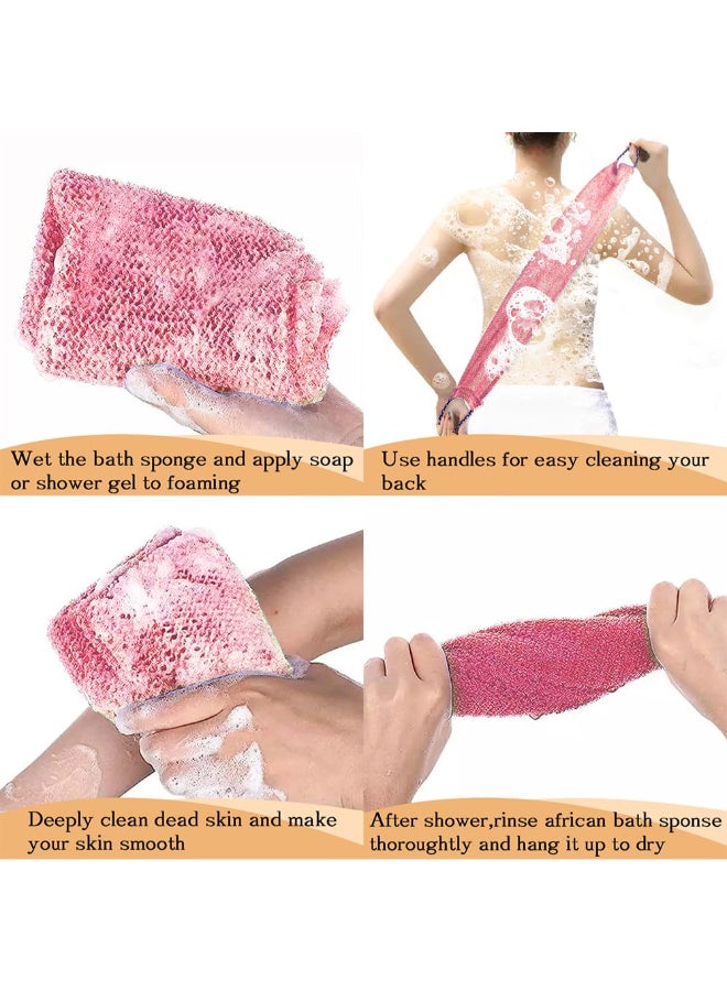 Dr.Pedi African Net Sponge with Handles 3 Pieces Long African Exfoliating Net Washcloth Bath Sponge Net Cloth Wash Net Body Back Scrubber for Shower Loofah - Image 4