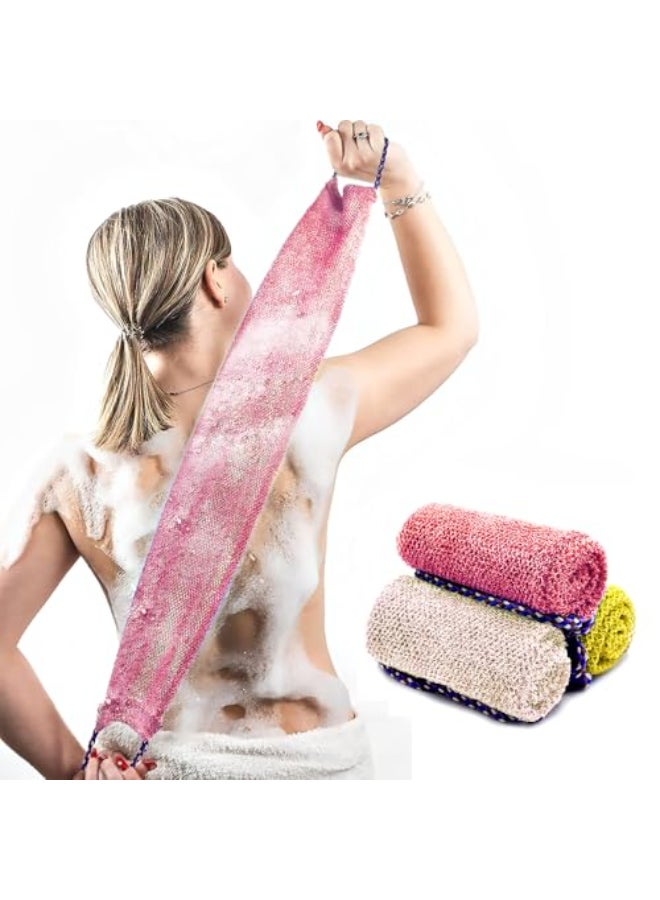 Dr.Pedi African Net Sponge with Handles 3 Pieces Long African Exfoliating Net Washcloth Bath Sponge Net Cloth Wash Net Body Back Scrubber for Shower Loofah - Image 1