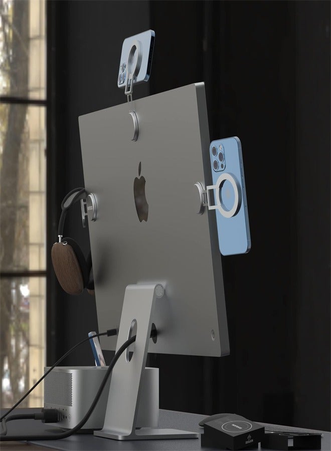 EXCEFORE, Magnetic Phone Holder for Laptop Designed for iPhone 15/14/ 13/12 for MagSafe, Adjustable Portable Foldable Computer Monitor Side Mount Expansion Bracket for Home Office - Image 5