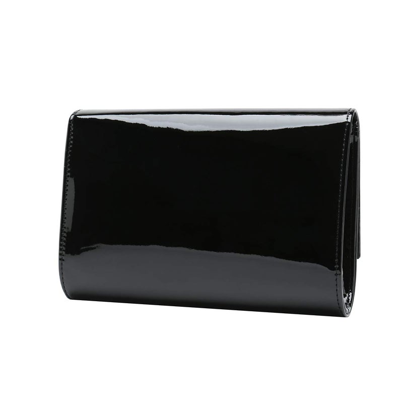 CHARMING TAILOR Patent Leather Flap Clutch for Women Classic Elegant Evening Bag Chic Dress Purse (Black) - Image 3