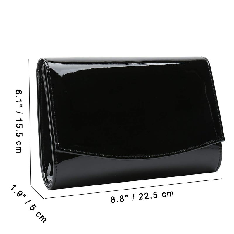 CHARMING TAILOR Patent Leather Flap Clutch for Women Classic Elegant Evening Bag Chic Dress Purse (Black) - Image 5