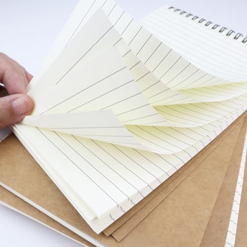 Aacehlh 4 Pcs Top Bound Spiral Notebook,8.3 inch x 5.8 inch,60 Sheet,7mm College Ruled Paper,A5 Spiral Note Pads Memo Lined Notebook Journal for School and Office Supplies (Kraft) - Image 4