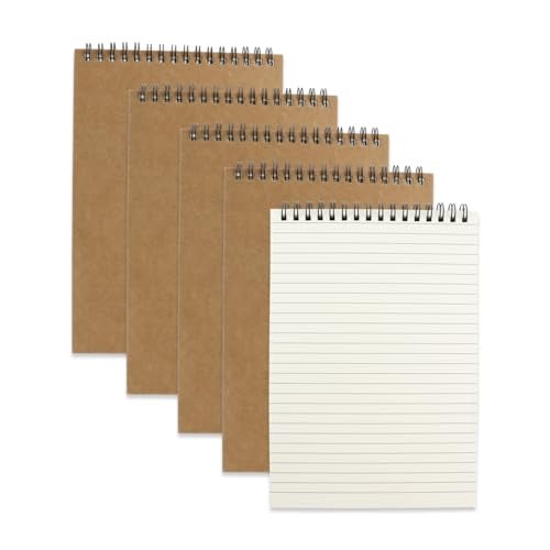 Aacehlh 4 Pcs Top Bound Spiral Notebook,8.3 inch x 5.8 inch,60 Sheet,7mm College Ruled Paper,A5 Spiral Note Pads Memo Lined Notebook Journal for School and Office Supplies (Kraft) - Image 1