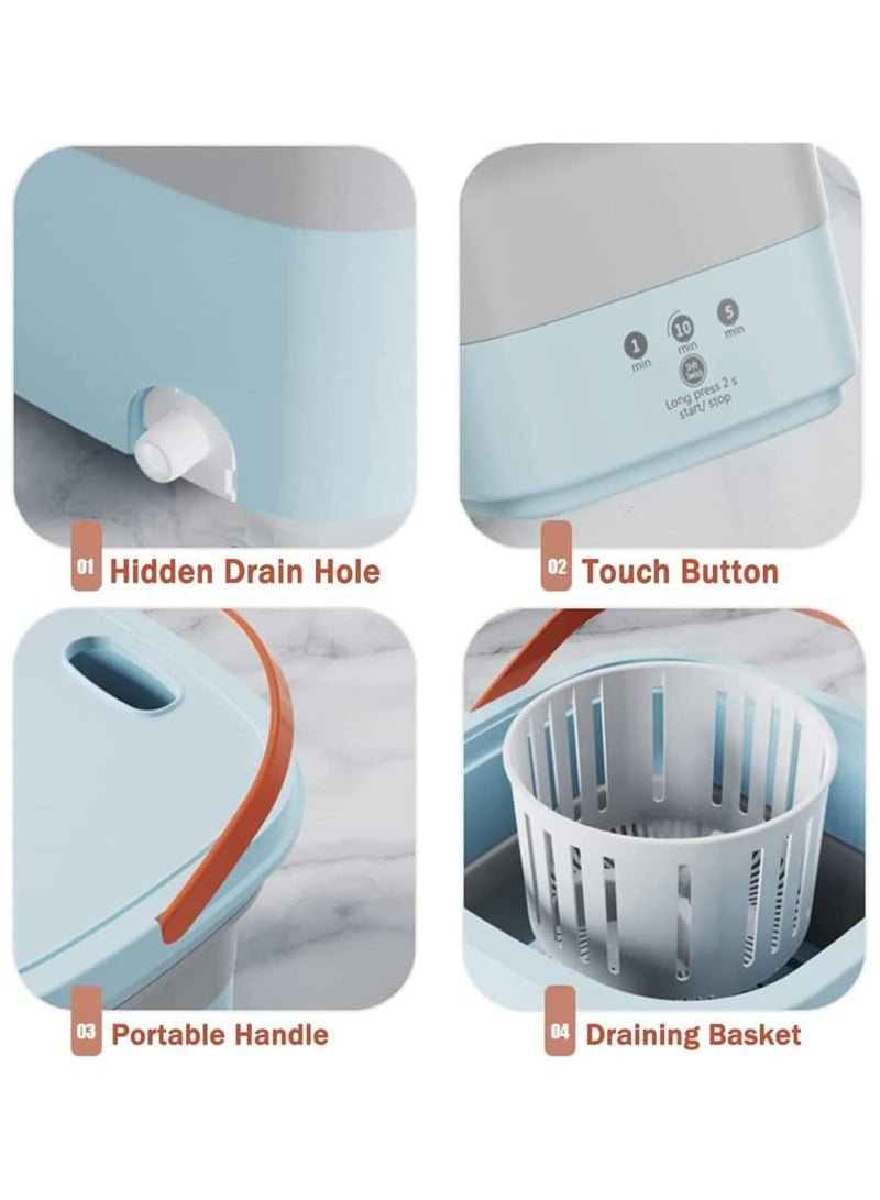 Arabest Mini Foldable Washing Machine for Baby Clothes, Underwear or Small Items, Foldable Portable Turbine Washer with Drain Basket for Apartment Dorm, Camping, Travelling, Gift for Friend or Family - Image 2
