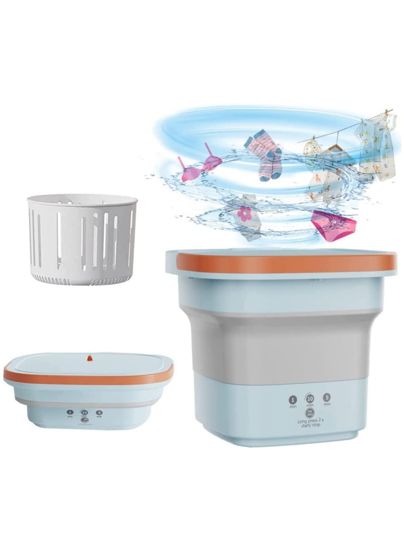 Arabest Mini Foldable Washing Machine for Baby Clothes, Underwear or Small Items, Foldable Portable Turbine Washer with Drain Basket for Apartment Dorm, Camping, Travelling, Gift for Friend or Family - Image 1