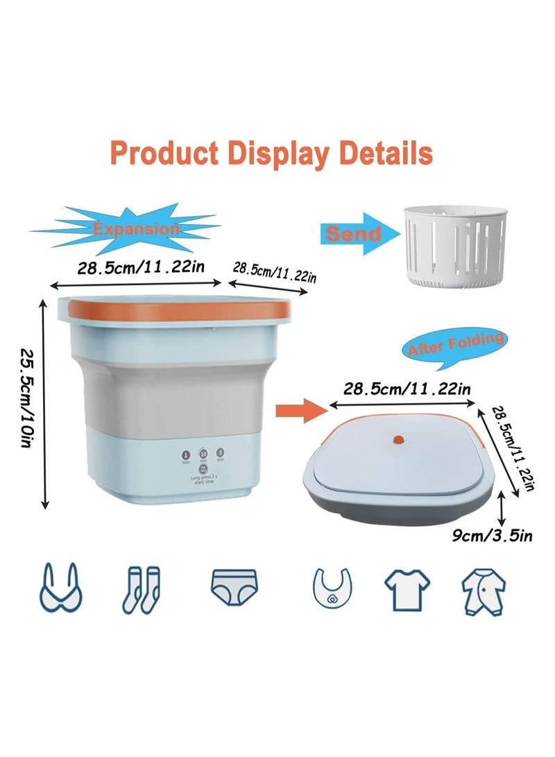 Arabest Mini Foldable Washing Machine for Baby Clothes, Underwear or Small Items, Foldable Portable Turbine Washer with Drain Basket for Apartment Dorm, Camping, Travelling, Gift for Friend or Family - Image 3