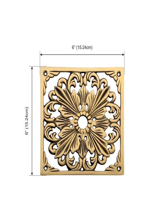 DEVDECOR, Antique Brass Floral Door Plate - 6 x 6” Ornate Openwork Decorative Hardware for Doors, Walls, or Cabinets - Image 5