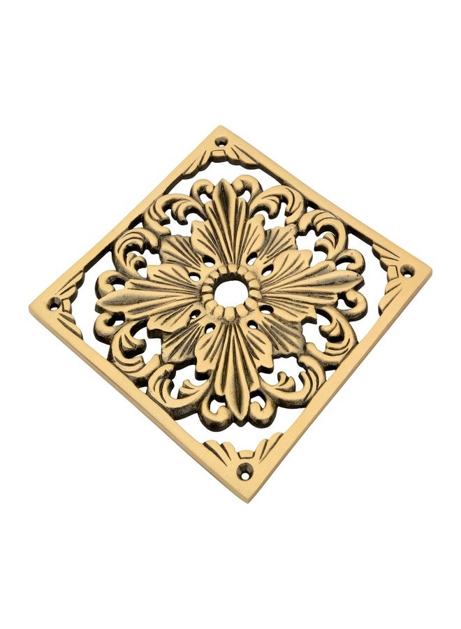 DEVDECOR, Antique Brass Floral Door Plate - 6 x 6” Ornate Openwork Decorative Hardware for Doors, Walls, or Cabinets - Image 4