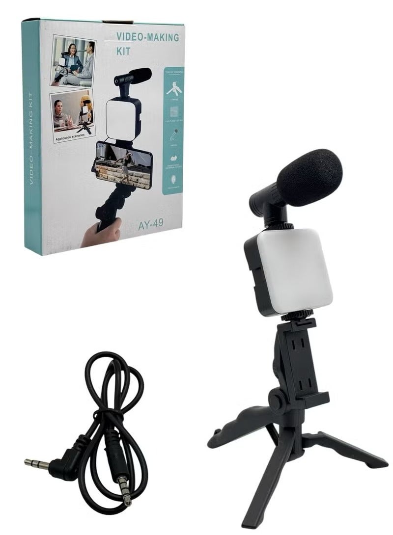 Professional Video Studio Kit for Smartphones and Cameras with Microphone, LED Light, and Starter Kit Compatible with YouTube, TikTok, and Content Creators  - Image 1