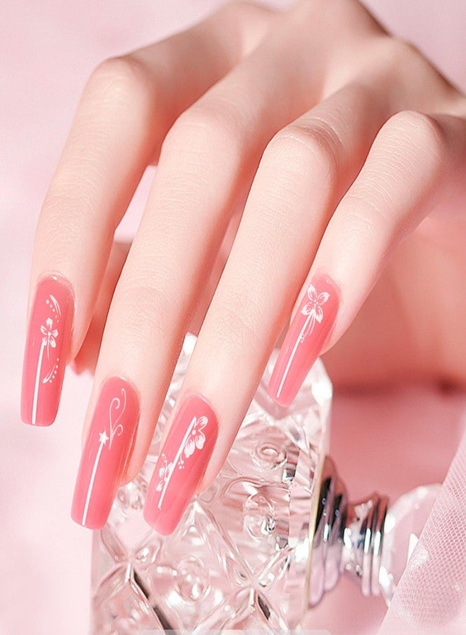 Junwapy 12 Sheets Flower Nail Stickers Hibiscus Nail Decals 3D Self-Adhesive White Pink Gold Floral Pattern for Women Girls DIY Acrylic Nail Manicure Decoration - Image 5