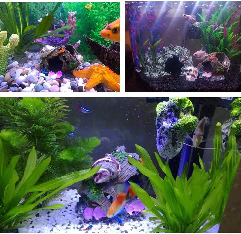 KASTWAVE Temp & permanent project compatible Aquarium Decorations Small Fish Tank Broken Barrel Decorations, Hideaway Cave House with Shell Broken Barrel Cave Decor for Fish House Global flexible sizing options - Image 5