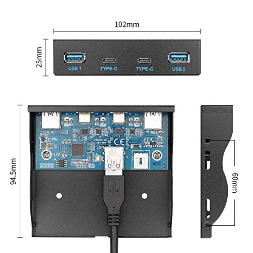 Chenyang USBC USB 30 HUB 4 Ports Front Panel to Motherboard 20Pin Connector Cable for 35 Floppy Bay - Image 3