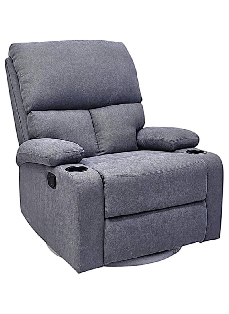 Multi Home Furniture Best Single Recliner 360 Sofa MH-03858 FABRIC Modern Rocker Ergonomic Lounge 360 Degree Swivel With cup-holderSingle Sofa Seat Living Room Chair (Grey)  - Image 2