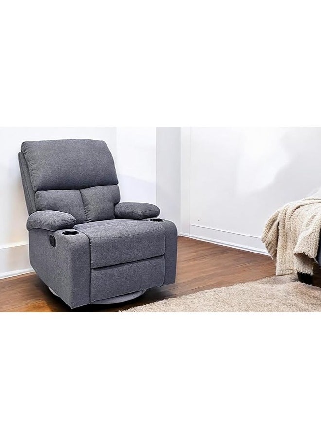 Multi Home Furniture Best Single Recliner 360 Sofa MH-03858 FABRIC Modern Rocker Ergonomic Lounge 360 Degree Swivel With cup-holderSingle Sofa Seat Living Room Chair (Grey)  - Image 4