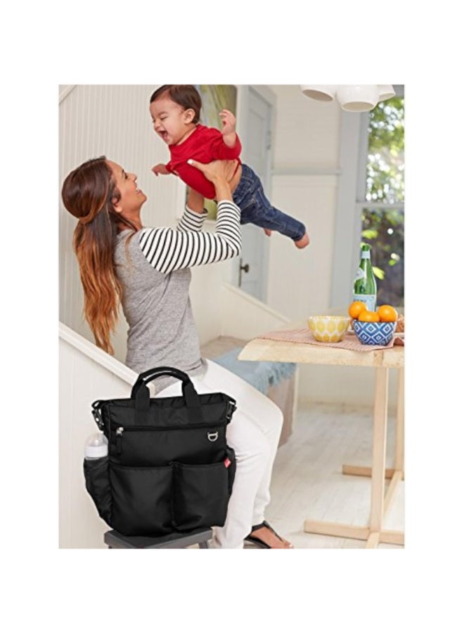 Skip Hop Duo Signature Diaper Bag Backpack With Changing Pad & Stroller Attachment - Black