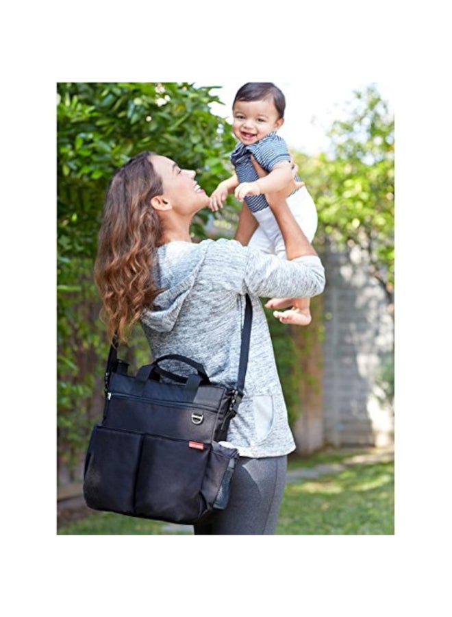 Skip Hop Duo Signature Diaper Bag Backpack With Changing Pad & Stroller Attachment - Black