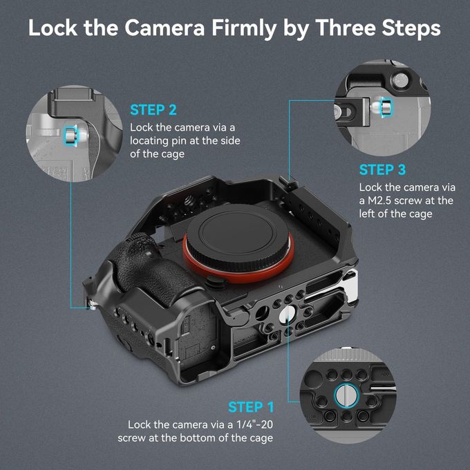 SMALLRIG A7 Iii / A7R Iii Camera Cage Kit For Sony Alpha 7 Iii/Alpha 7R Iii, Full Cage With Top Handle For Arri And Cable Clamp, Built-In Cold Shoe And Nato Rails 4198 - Image 3