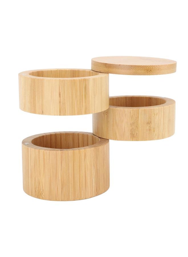 Thoraya Home 3 Tier Bamboo Wood Container 3 Tier Seasoning Container Bamboo Wood Seasoning Organizer  - Image 5