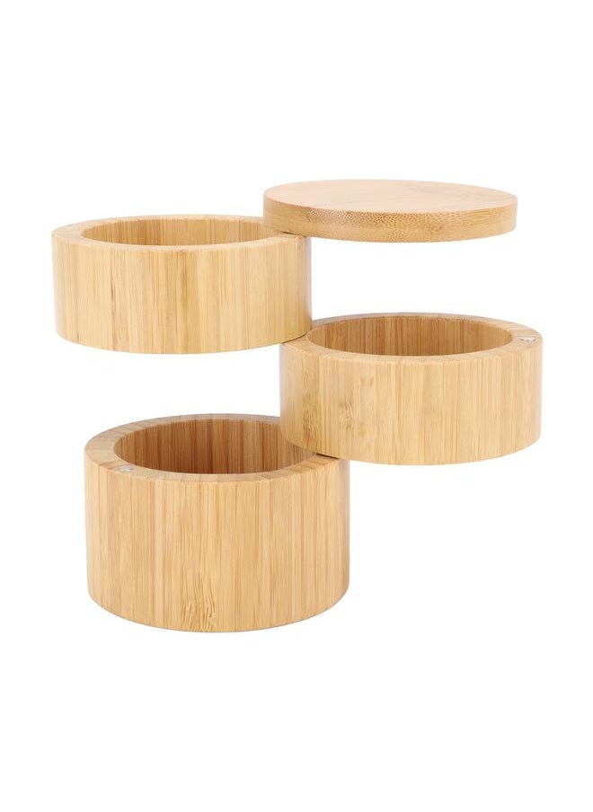 Thoraya Home 3 Tier Bamboo Wood Container 3 Tier Seasoning Container Bamboo Wood Seasoning Organizer  - Image 1